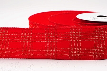 Red Classic Plaid Check Wired Ribbon_KW0468GC7-7